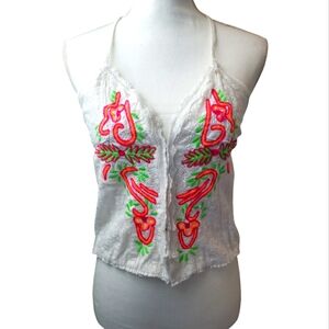 Antica Sartoria by Giacomo Cinque Cropped Halter Top Small White *Flaw*